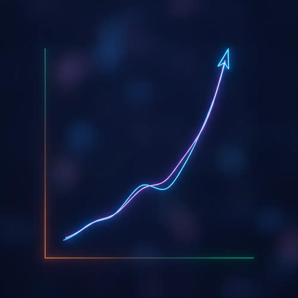 A line graph showing an escalating difficulty curve